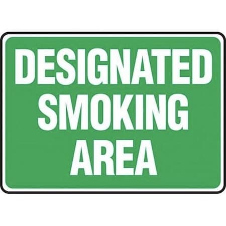 Accuform DESIGNATED SMOKING AREA, Adhesive Dura-Poly, 10 in x 14 in, Adhesive MSMK590XV